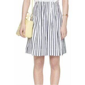 KATE SPADE X BROOME STREET White Blue Cotton Stripe Skirt Coastal Preppy US 4